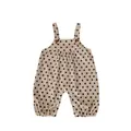 Infant polka dot corduroy romper with wooden buttons and snap closure for spring - 66cm / Apricot