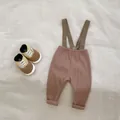Infant ribbed overalls in brown earth tone with matching Angel brand sneakers - 73cm / Brown