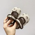 Infant walking shoes in beige corduroy with brown heart patterns and soft non-slip soles - S (Inner Length 11cm) / Beige