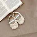 Infant girl princess walker shoes in creamy white with bow detail and elastic strap - 11cm / Vintage Bow Soft Sole Baby Shoes (Cream White)