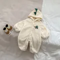 Detail of baby hooded romper with green dinosaur spikes and embroidered heart dinosaur - 66cm / Dinosaur (Off-white)
