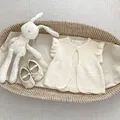 Cream knit baby vest with ruffle shoulders and matching soft leather bow shoes - White Apricot / 73cm