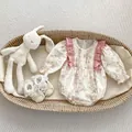 Floral baby girl long sleeve romper with matching lace shoes in a cozy cradle - 90cm / Floral Romper