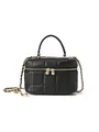 Elegant black quilted box handbag with gold chain strap and dual spherical zipper pulls - Black