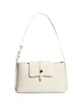 Borsa a spalla minimalista in pelle bianco crema con tracolla regolabile e fibbia argento - Bianco Latte