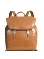 Sac à dos en cuir ciré marron avec boucles en métal argenté et bretelles réglables - Brun Doré