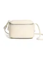 Borsa a tracolla in pelle bianco crema con grana martellata e nappa sulla cerniera - Bianco avorio