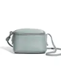 Borsa a tracolla in pelle verde salvia con cerniera argento e design minimalista elegante - Blu nebbia