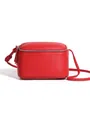 Borsa a tracolla in pelle martellata rossa con cerniera e nappina decorativa in pelle - Rosso