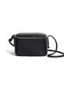 Borsa a tracolla minimalista in pelle martellata nera con cinturino a nodo e zip argento - Nero