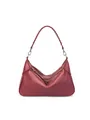 Borsa tote in vera pelle rosso intenso con tracolla intrecciata e dettagli argentati - Rosso
