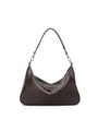 Borsa hobo in pelle testa di moro con tracolla intrecciata e fibbie in metallo argento - Cioccolato