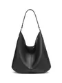 Borsa hobo classica in pelle nera con interno spazioso e finitura martellata chic - Nero