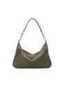 Borsa hobo in pelle conciata al vegetale verde oliva con tracolla in pelle intrecciata - Verde