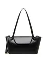 Elegante bolso de hombro en cuero de curtido vegetal negro con tachuelas - Negro