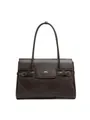 Borsa tote in pelle marrone scuro con dettagli dorati e tracolle regolabili eleganti - Cioccolato