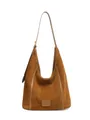 Borsa hobo vintage in pelle scamosciata marrone con tracolla regolabile per donna - Marrone