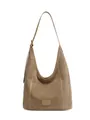 Borsa hobo kaki in pelle opaca con tracolla regolabile e dettagli in metallo retro - Grigio