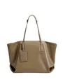 Bolso tote grande de cuero curtido vegetal gris elefante con asas de hombro - Gris