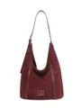 Borsa hobo in pelle scamosciata bordeaux con tracolla regolabile per donna - Borgogna