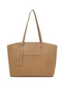 Borsa tote minimalista in pelle martellata marrone chiaro con spalline lunghe per donna - Albicocca