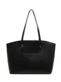 Borsa tote nera in pelle martellata con cuciture geometriche e sottili spallacci - Nero