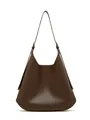 Bolso hobo grande minimalista en cuero marrón oscuro con acabado mate y correa ajustable - café