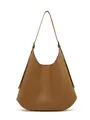 Bolso hobo minimalista en cuero marrón mate con correa ajustable y hebilla - Marrón