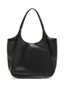 Grande borsa tote in vera pelle nera con spallacci minimalisti e finitura opaca - Nero