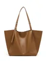 Grande borsa tote in pelle marrone con spallacci regolabili per uso quotidiano - Marrone