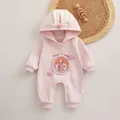Roze babyboxpakje met capuchon, konijnenoren en hartjesborduurwerk van zacht katoen - Maat 66 / Roze