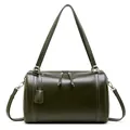 Borsa Boston in pelle bovina verde scuro con doppi manici e finiture dorate - 32cmx15cmx22cm / Verde