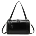 Borsa Boston classica in pelle nera con manici e tracolla regolabile - 32cmx15cmx22cm / Nero