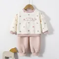 Ensemble sweat et pantalon rose et crème pour fillettes avec motifs cœurs - 80 / Rose