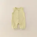 Ärmelloser Baby-Strampler aus Baumwolle in Hellgelb mit Reißverschluss und Druckknöpfen - 66 / Grün
