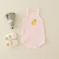 Baby-Body in Rosa mit Rippstruktur und gelber Ananas-Stickerei aus Baumwolle - Ananas Aufnäher / Rosa / 66cm