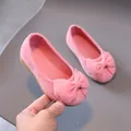 Pink toddler princess flats with a large bow detail and non-slip rubber soles - 21 / Pink
