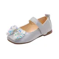 Detalle de zapatos de princesa plateados con lazo de malla brillante y diamantes - EU 21 / Plateado