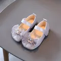 Scarpe da principessa Mary Jane viola chiaro per bambine con glitter e fiocco a corona - Taglia 21 (Lunghezza Interna 13CM) / Argento