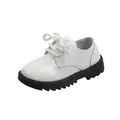 Detail of white embossed leather children shoes with black non-slip thick rubber soles - Size 35 (Inner Length 20.8cm) / White