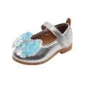 Dettaglio di mary jane argento per bambina con fiore di paillettes e velcro - EU 31 / Argento