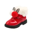 Rode glanzende sneeuwlaarzen voor meisjes met imitatiebont en schattige konijnenoren - EU 21 / Rood