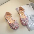 Scarpe da principessa rosa glitterate per bambina con fiocco di strass e suola morbida - EU 21 / Rosa