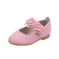 Rosa Mary Jane Lederschuhe für Mädchen mit Blumenperlen und weicher Gummisohle - 21-25 / Blumendekor-Stil (K006) / 5 Paare / Rosa