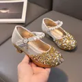 Funkelnde goldene Mary Jane Prinzessinnenschuhe mit Pailletten und Perlen für Mädchen - EU 25 / Gold
