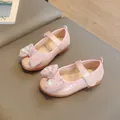 Rosa glitzernde Prinzessinnenschuhe für Mädchen mit schillernder Schleife und Herzdekor - Größe 21-25 (5 Paar/Packung) / F030 Rosa
