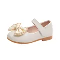 Mädchen Mary Jane Schuhe in Cremeweiß mit großer Schleife und rutschfester Sohle - EU 34 / Beige
