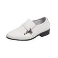 Detailansicht weißer Jungen-Anzugschuh mit Schnalle und schwarzer Gummisohle im Set - EU 21 / Britischer Stil Weiß (168 Weiß)