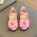 Rosa Mädchen Mary Jane Schuhe mit großer Schleife und goldener Perle am Obermaterial - Größe 21 (13.5cm) / Stil A76 (A-76) / Rosa