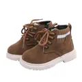 Detailansicht brauner Kinderstiefel mit Reißverschluss und rutschfester dicker Sohle - Größe 21 Innenlänge 13cm / Braun